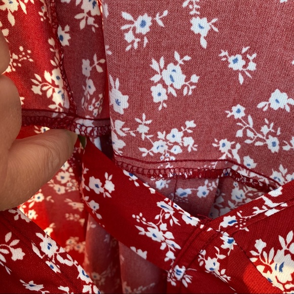 LAST 1! NWT Red Floral Wrap Midi Dress Sz L - Picture 4 of 6